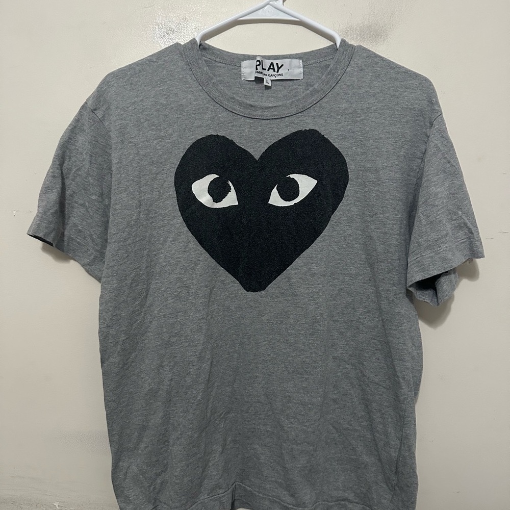Comme des Garcons Play T-Shirt Men’s Large Gray Tee Big Logo Made In Japan